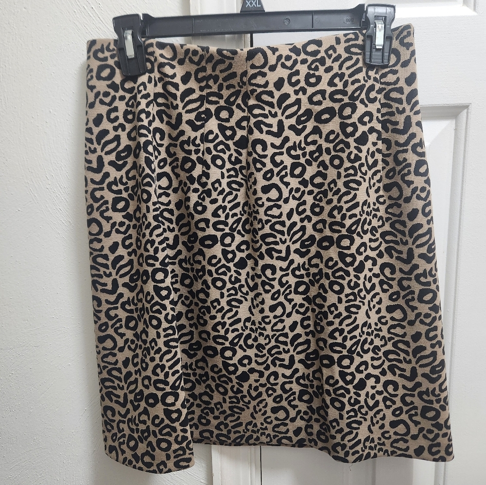 M & S Collection Leopard Print Tan and Black Skirt SIZE 10